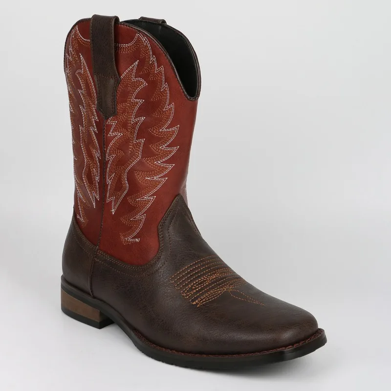 

Retro Embroidery Design of Western Cowboy Boots High Quality Leather Boot Platform Boots New Boots for Men Botas Para Hombre