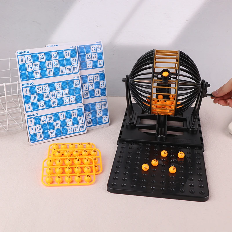 

Classic Bingo Cage Game Set With Numbered Balls, Tracker Board, Reusable Cards, And Tumbler - Perfect For Family Nights