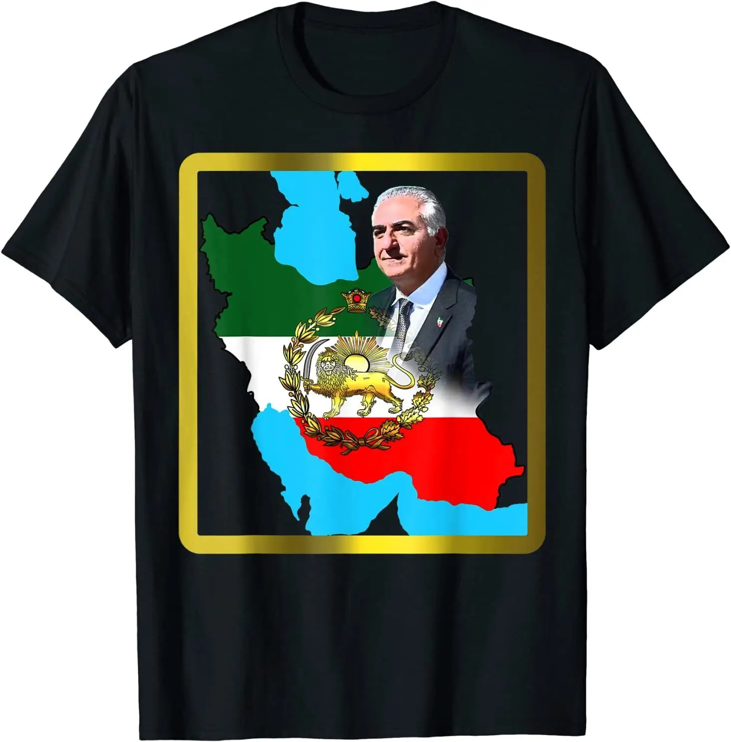 

NEW LIMITED Iran's flag with a golden lion and sun Great Gift Idea T-Shirt S-3XL