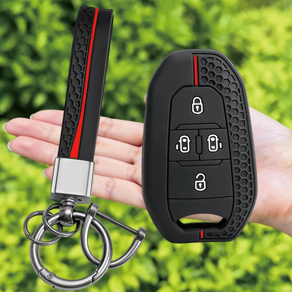 For Peugeot Expert Traveller For Citroen Spacetourer Jumpy Dispatch silicone car key fob cover with wrist strap and key ring