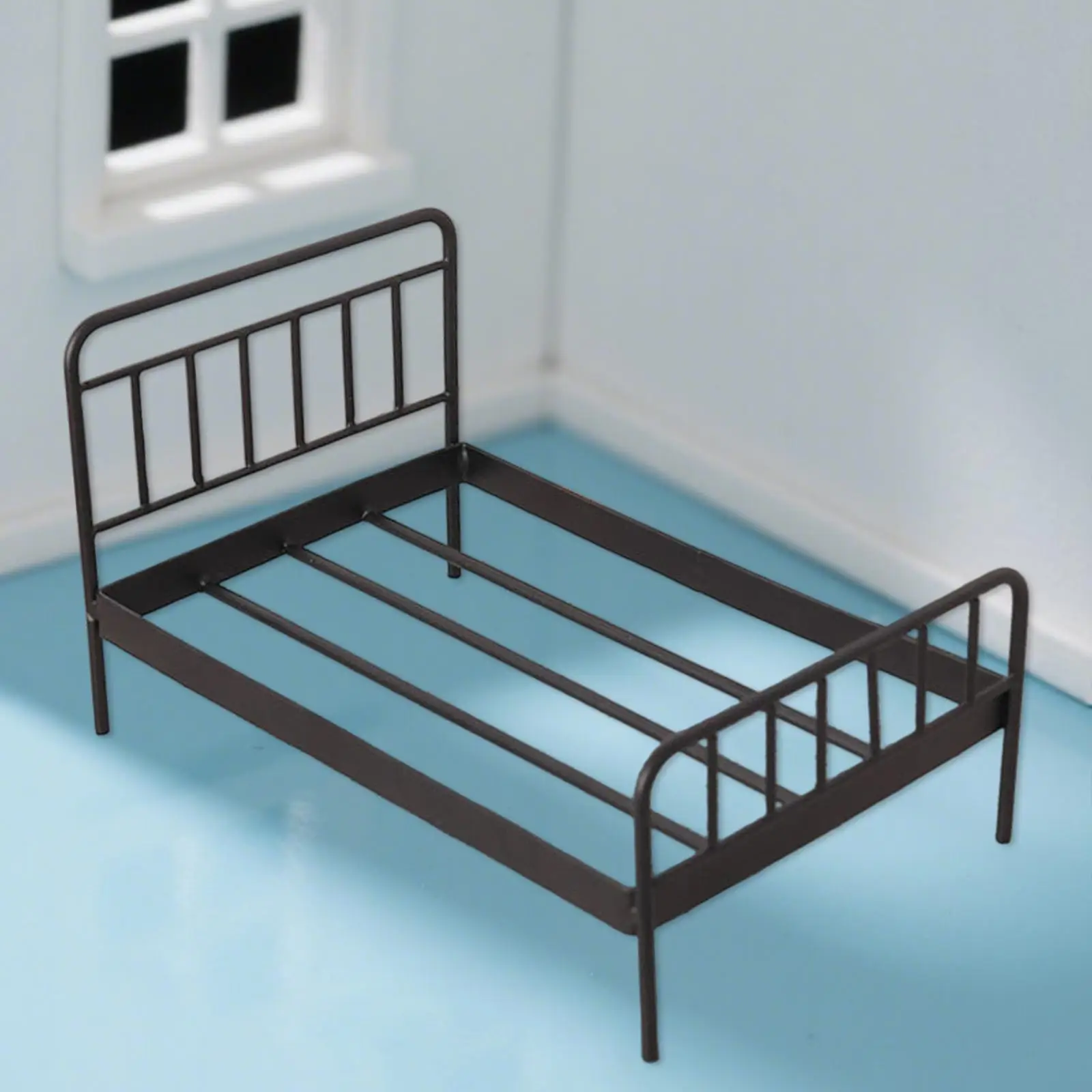 เตียงจำลองสำหรับบ้านตุ๊กตาขนาด 1/12, เฟอร์นิเจอร์บ้านตุ๊กตา, เฟอร์นิเจอร์จิ๋ว เตียงบ้านตุ๊กตา ของตกแต่งบ้านตุ๊กตาสำหรับจัดสวนขนาดเล็ก