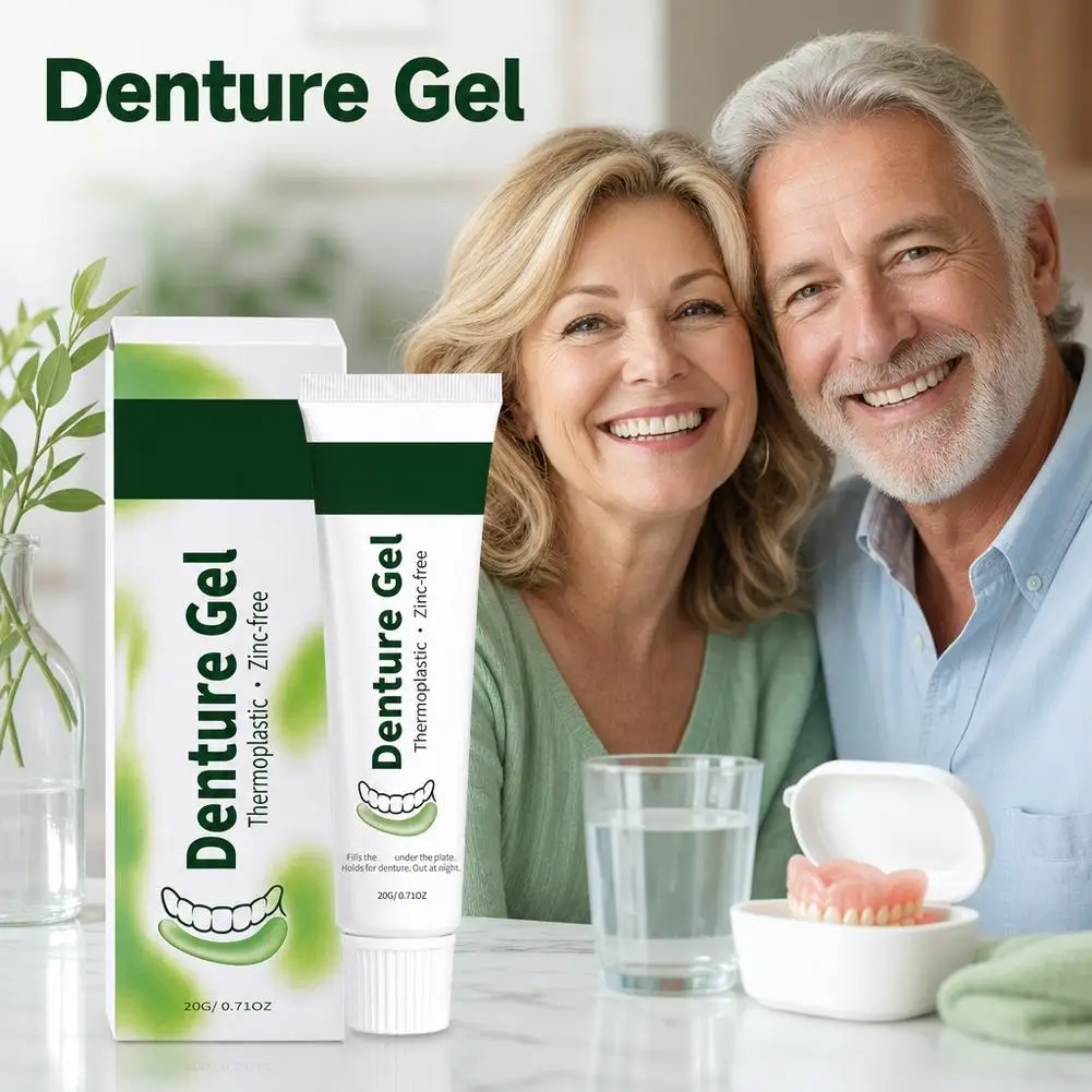 20g Zinc-Free Secure Denture Adhesive Gel Thermoplastic Denture Gel Improves Fit Fills Gap Under Denture Plate Professional Gel