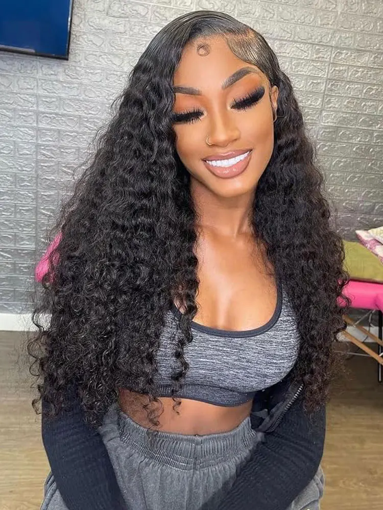 13x4 13X6 Deep Wave Hd Lace Front Wig Human Hair Pre Plucked 180% Density Loose Deep Wave Frontal Wig Deep Curly Lace Wig