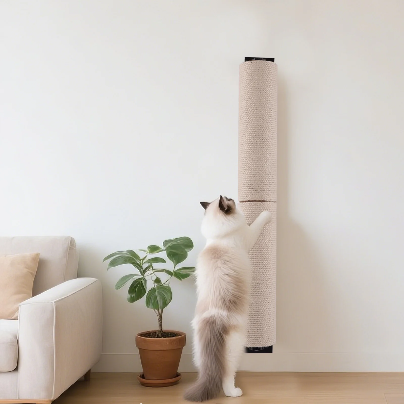 

Cat Scratching Post Wall Mounted, 24 inch Tall 3.5 inch Diameter Cat Tree Scratch Post, Hemp Rope Scratcher Posts for Indoor Kit