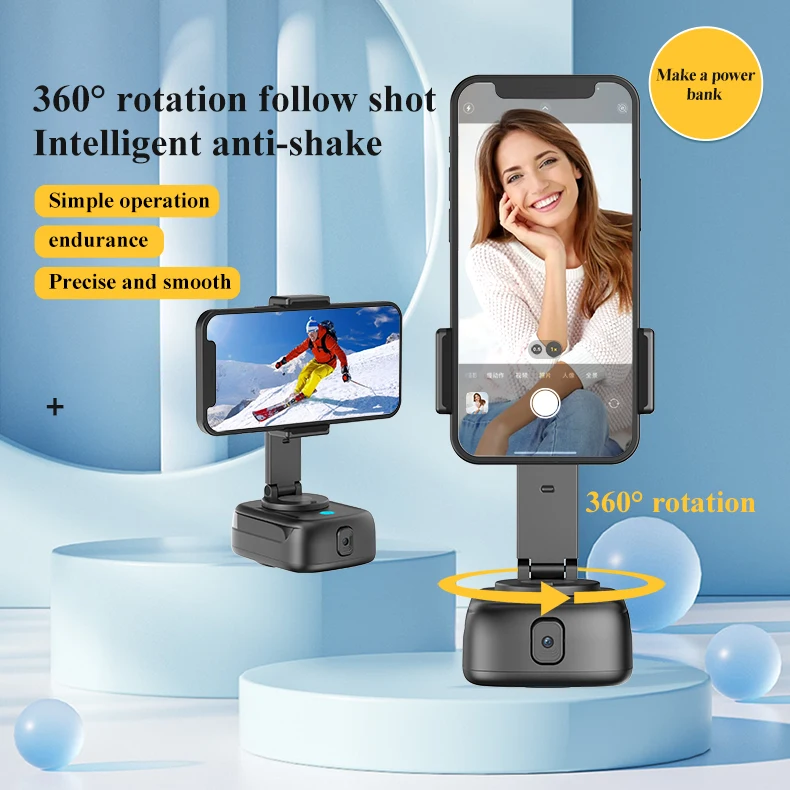 Q11 AI Auto Face Tracking Tripod 360 Rotation,Phone Camera Holder with Battery 4000mAh, Smart Selfie Stick No App Required