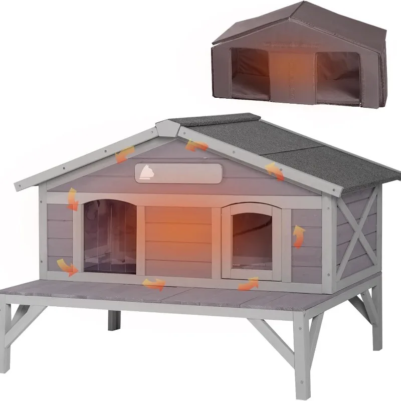 

Wooden outdoor multi-functional cat house cat cage wooden pet house waterproof and cold-proof greenhouse