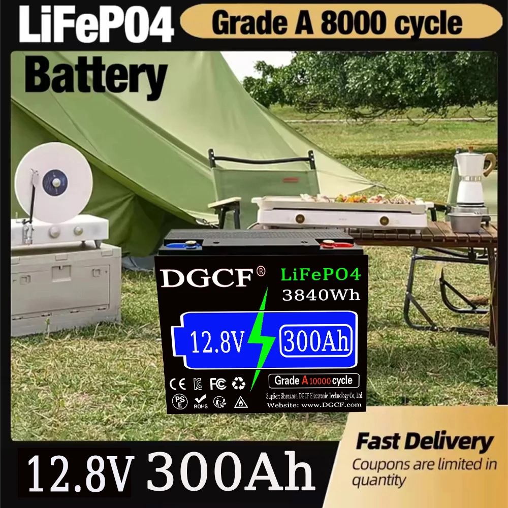 

12.8V 500Ah LiFePO4 Lithium Battery 6400Wh, Built-in 200A BMS, Rechargeable Battery, for RV/Camper, Solar, Marine, Overland/
