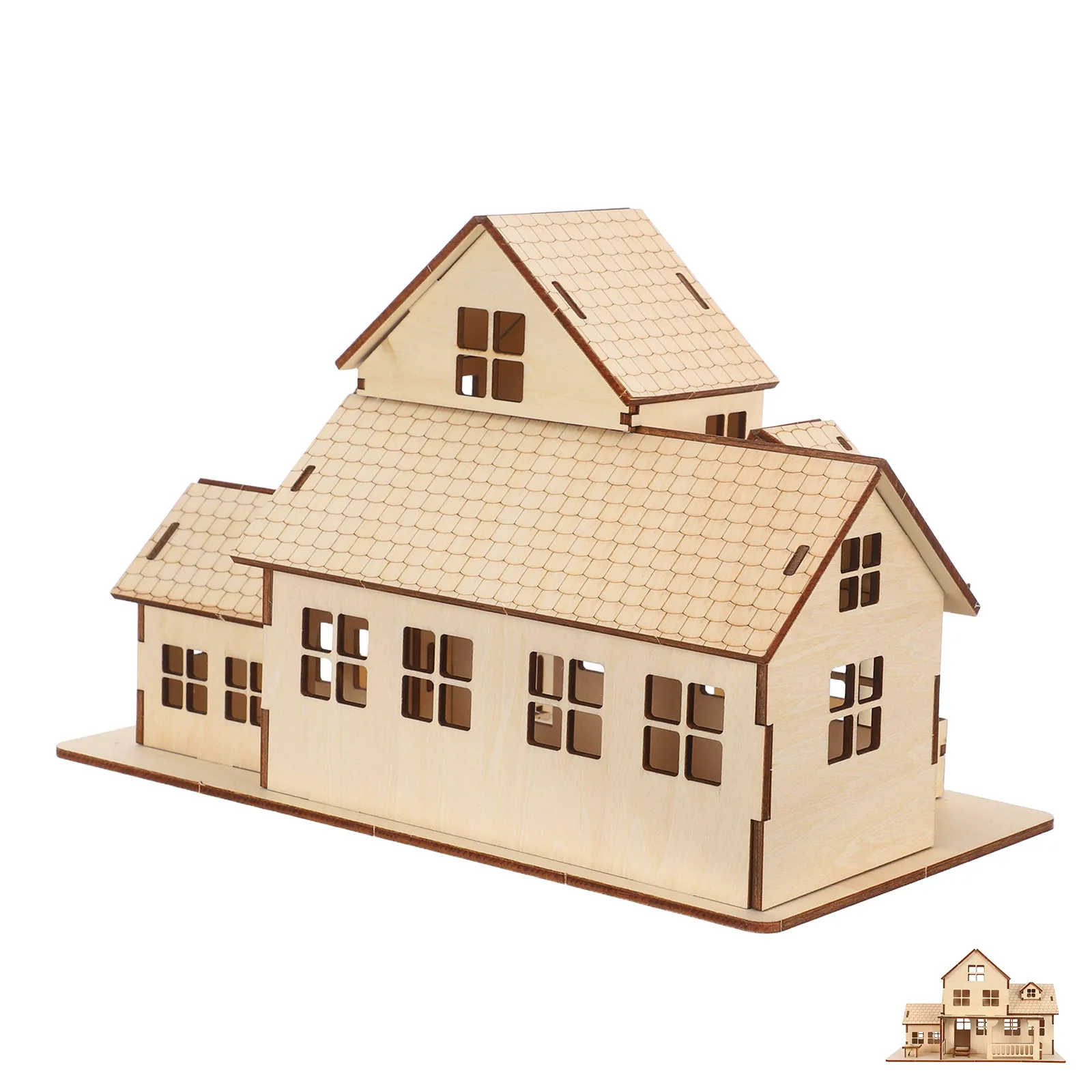 1 セット DIY 3D 木製ハウスパズル未完成ヨーロッパスタイルキャビン組み立てミニチュアコテージ絵画クラフト装飾