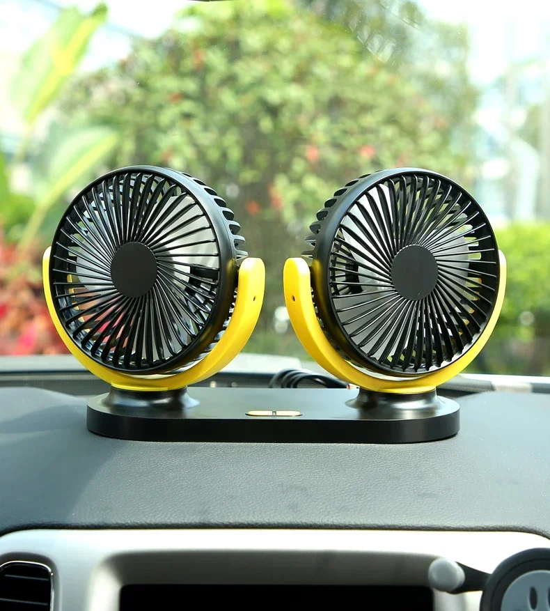 Car universal USB silent double head fan automotive interior Sucker fan 12V24v Automotive accessories