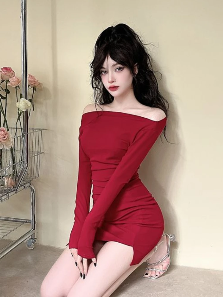 Mini sukienka bodycon dla kobiet z głębokim dekoltem Sexy Irregular Fashion Ulzzang Soft Famous Lady Gentle Club Wear Chic Vestidos De Mujer