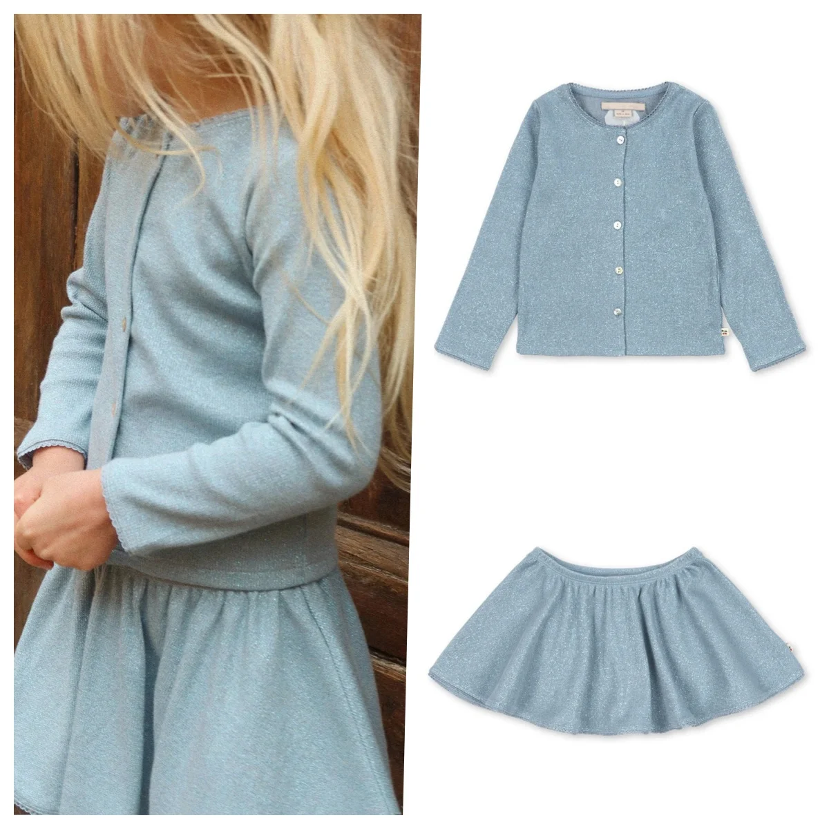 2026 KS Spring Baby Girls Long Sleeve T Shirts + Skirts 2 Pcs Sets Summer Kids Clothes Girls Cotton T-shirts Cardigans Jackets