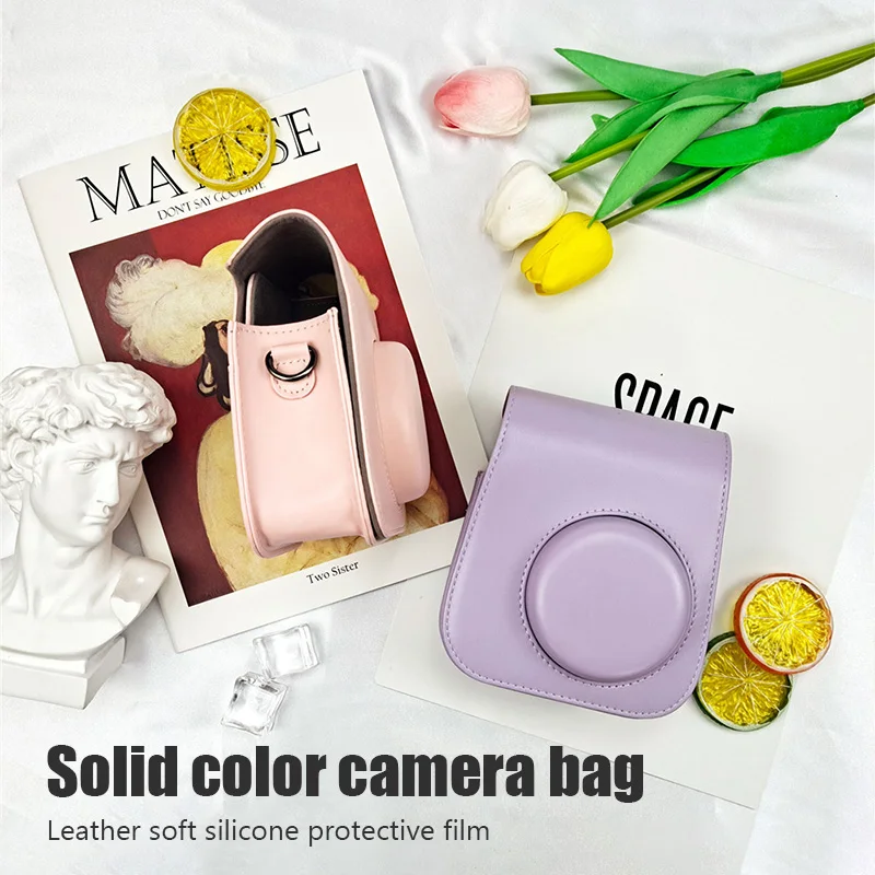 For Instax Mini 11 Camera Case PU Leather Soft Silicone Cover Bag for Fujifilm Film Camera Bag with Shoulder Strap