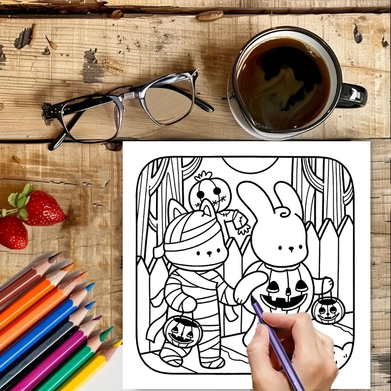 28-страничная книжка-раскраска в жутком стиле для взрослых |   Раскраска, принадлежности для рисования на Рождество, День Благодарения