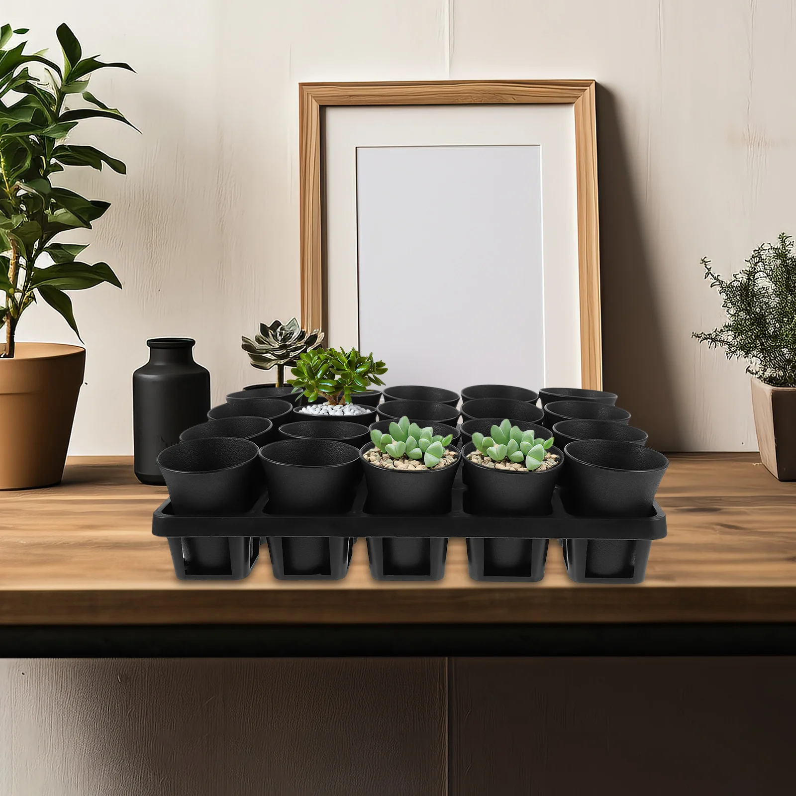 

1Set Succulent Nursery Pots Plastic Planter with Humidity Dome for Plant Growth Lightweight Reusable Garden Flower Pot Container
