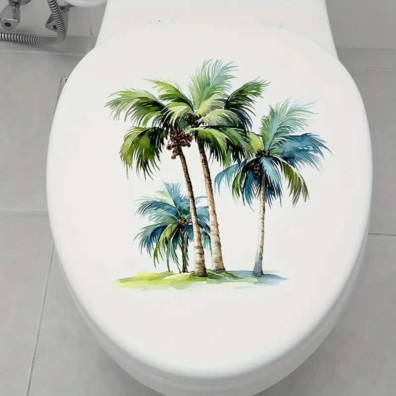 

Palm Tree Toilet Stickers, Bright Wall for Home, Cabinet, Door,Refrigerator Decoration, Vinyl Car Decals, Art Wallpaper, Poster