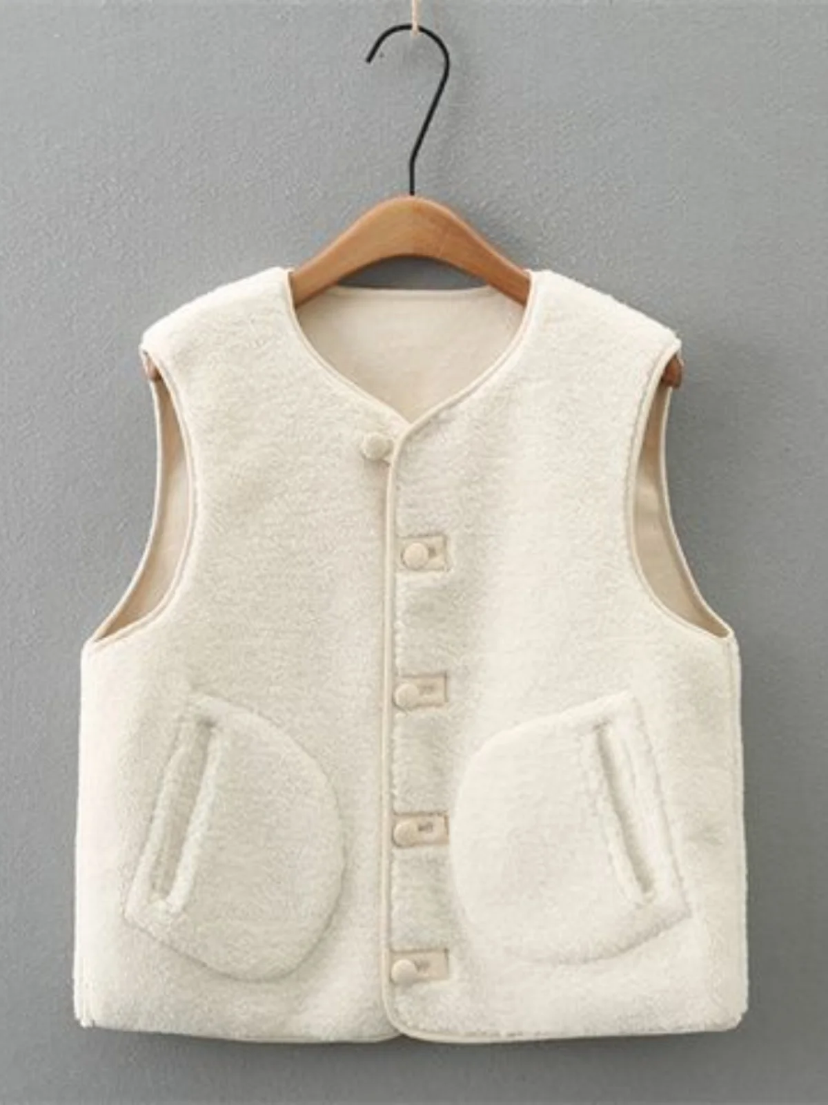 Large Size Spring New Women's Fashion Button V-neck Single Button Double-sided Wear Particle Fleece Lamb Velvet Jacket