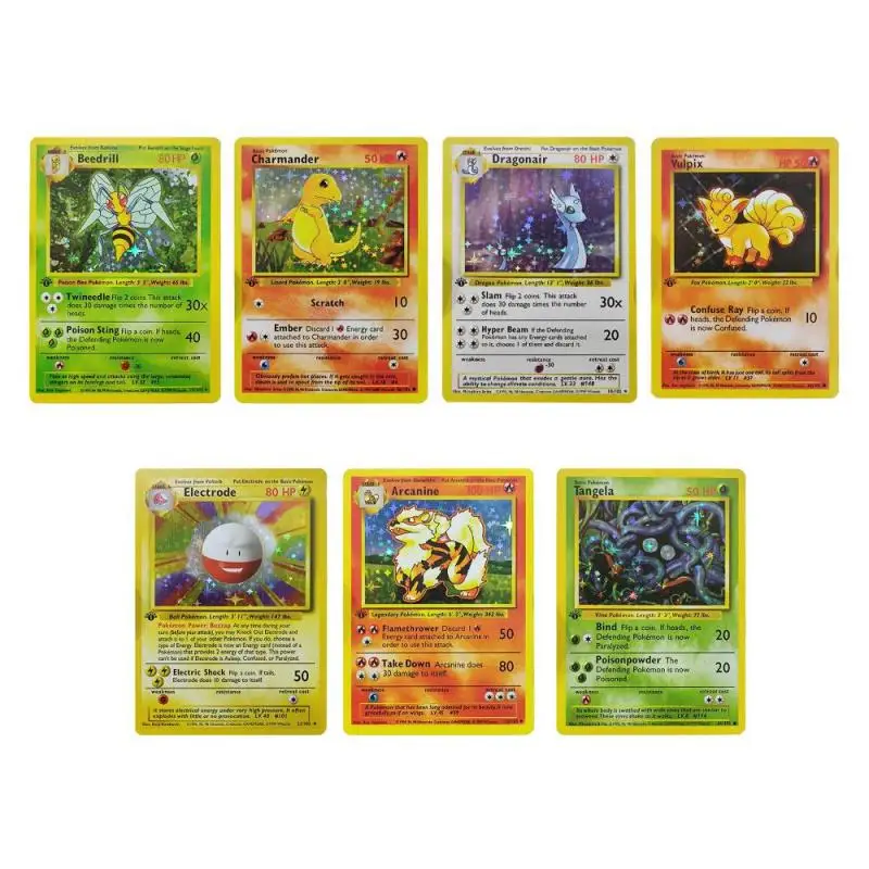 

Pikachu Charizard 12Pcs/set Pokemon Cartoon Anime Set 1996 Diy Mewtwo Game Pokemon Classic Game Anime Collection Cards