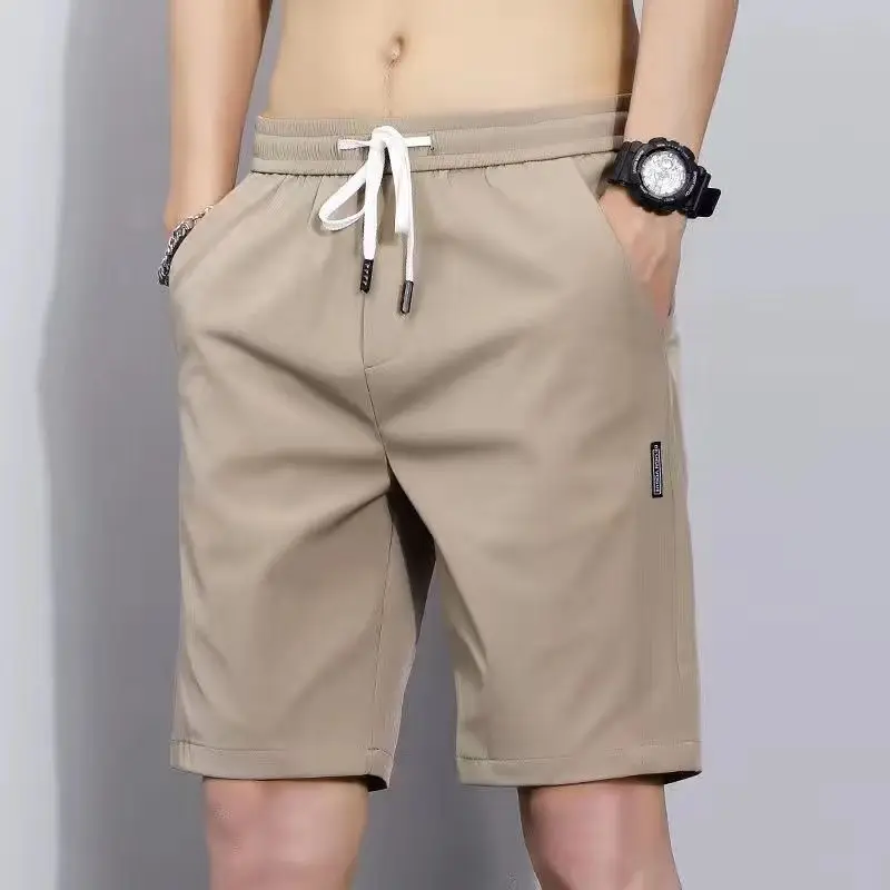 Fashion Loose Elastic Waist Pockets Shirring Bandage Casual Shorts Men's 2023 Summer New Oversized Solid Color All-match Shorts