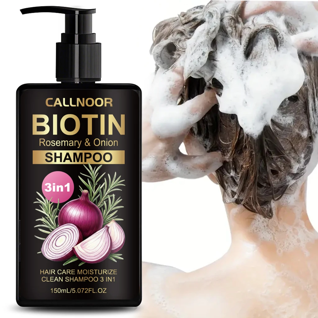 3 in 1 Biotin Rosemary Onion Shampoo - Deep Clean Moisturize Hair Remove Dirt Strengthens Reduce Breakage for Healthy Hair Care
