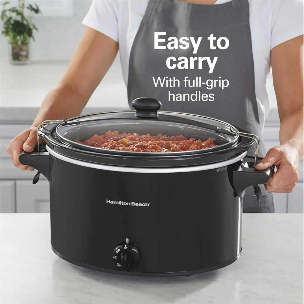 

Slow Cooker, Extra Large 10 Quart, Stay or Go Portable With Lid Lock, Dishwasher Safe Crock, Black