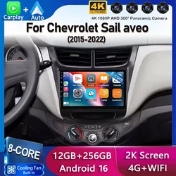 Android 16 For Chevrolet Sail aveo 2015 2016 2017 2018 2019 2020 2022 carplay DSP 2 din 4G NET Car Radio Multimedia Video Player
