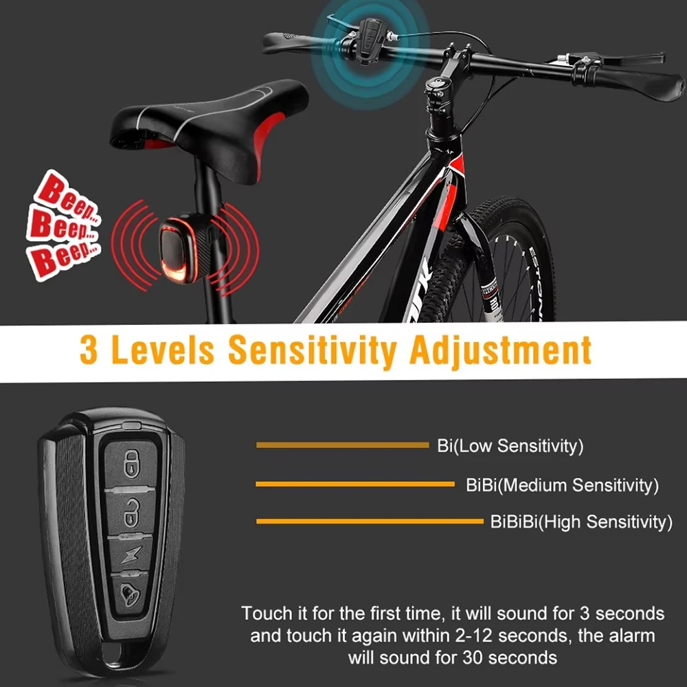 Awapow Wireless Remote Control For Bicycle Security Alarm Portable Waterproof Anti-theft Metal Motorcycle Bike Sensor