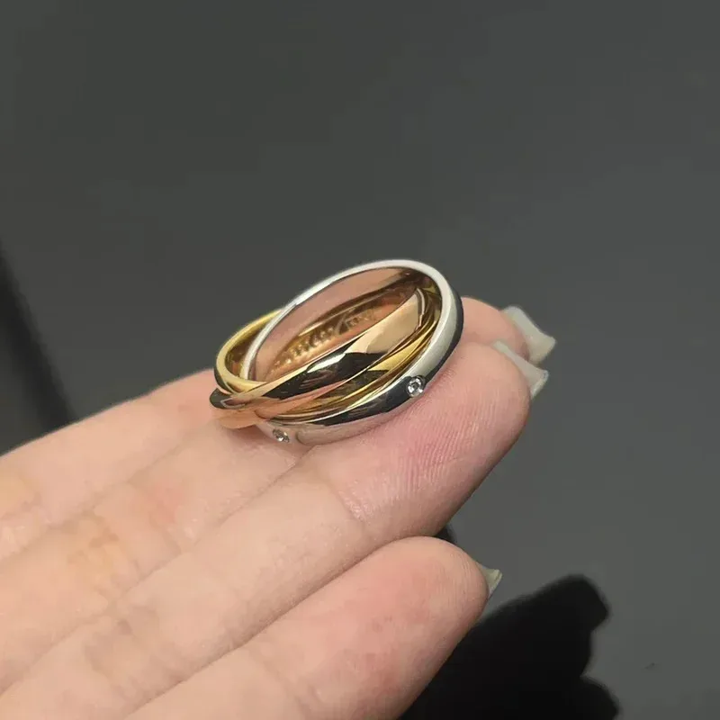 جديد جودة عالية مجوهرات فضية مجوهرات كلاسيكية ثلاثة حلقة حلقة ترينيتي خاتم المرأة مجوهرات هدية #2