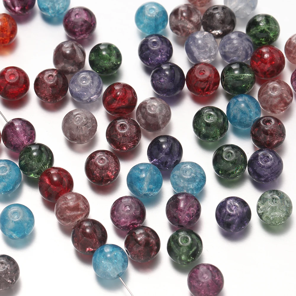 

50pcs/Lot 10mm Glass Floral Water Ripple Beads Spacer Loose Beads for DIY Handmade Bracelet Necklace Making Accessories