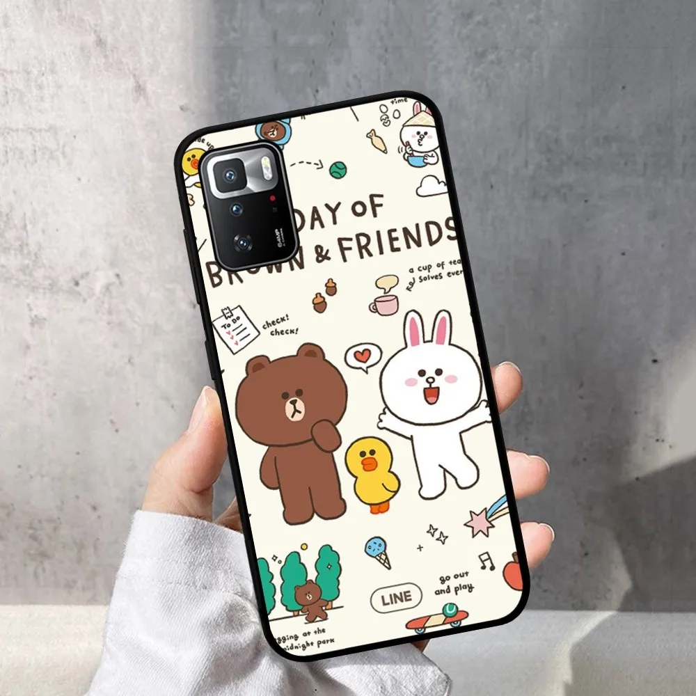 Korea Cute L-Line F-Friends B-Brown Phone Case For Redmi Note 4 X 5 A 6 7 8 T 9 9S 10 11 11S 11Epro Poco M3 pro