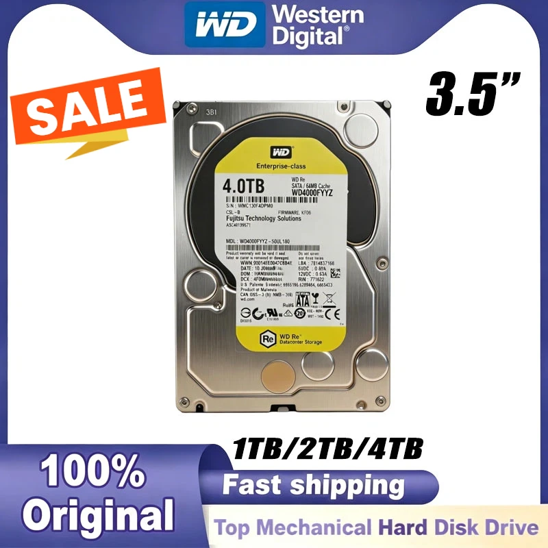 2026 WD Yellow 4TB 2TB Red NAS Hard Disk Drive 3.5" Internal Hard Drive 5400RPM SATA 6Gb/s 64MB Cache For Desktop
