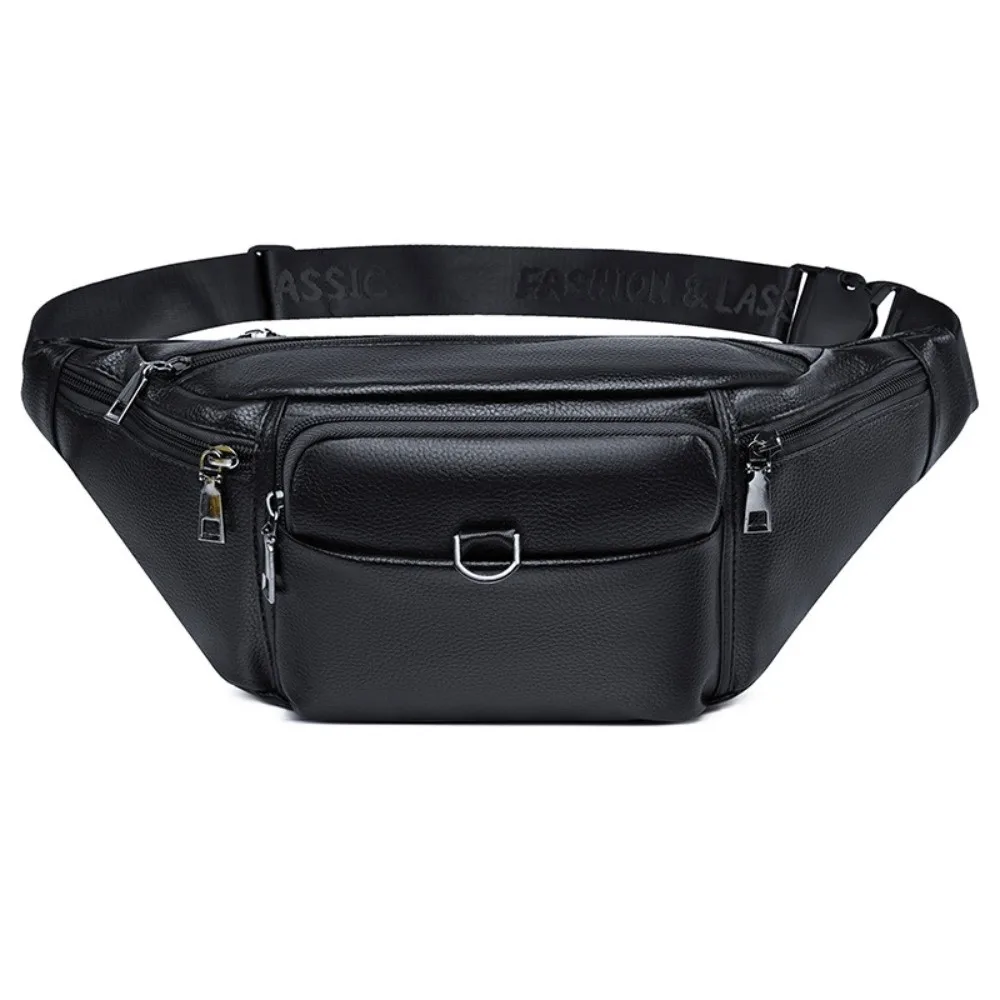 

PU Leather Men Crossbody Bag Large Capacity Waterproof Waist Bag with Multiple Pockets Phone Pouch Messenger Bag