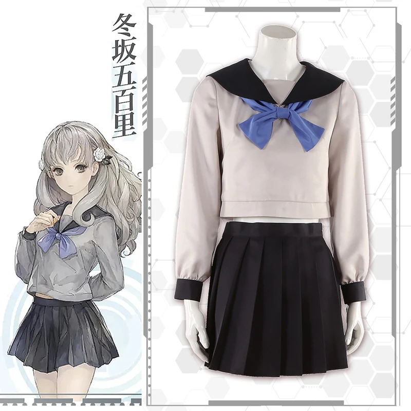 New! Game 13 Sentinels Cos Fuyusaka Iori Girls' high school Sailor Uniform JK Pleated Skirt Costume A