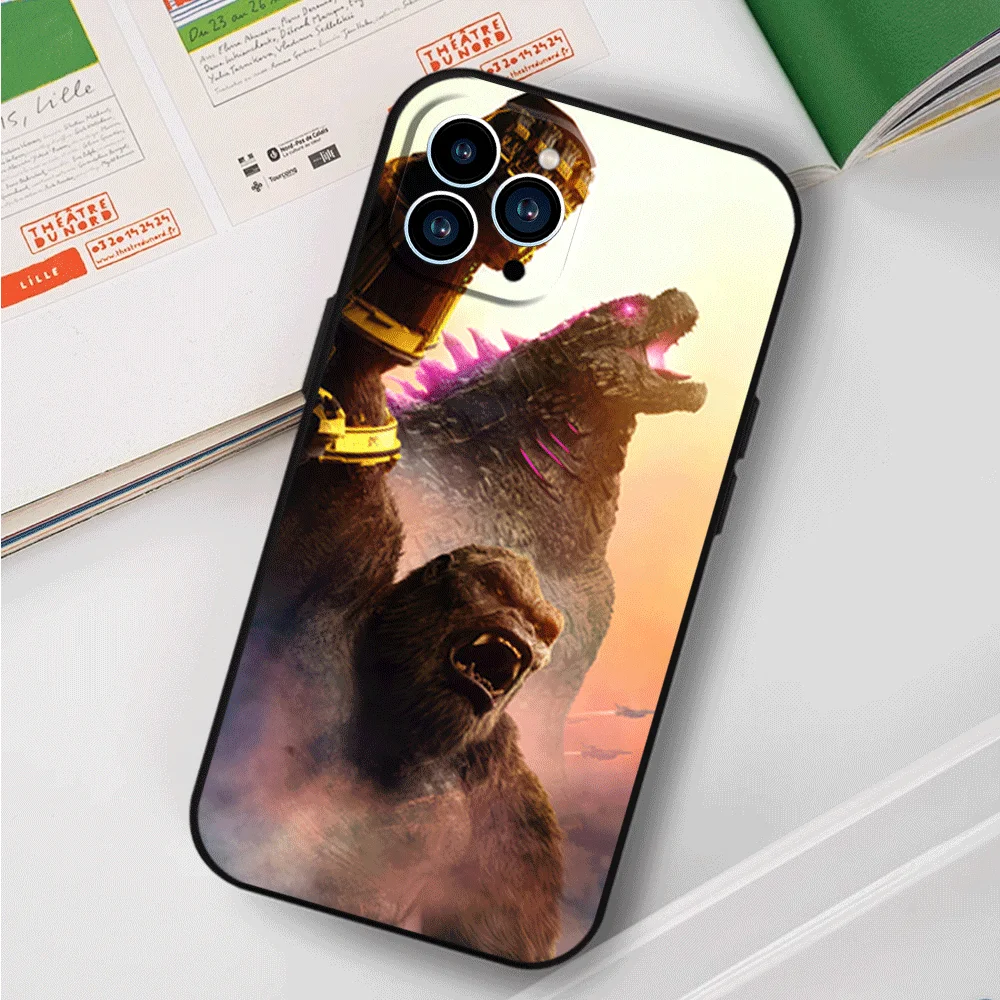 Movie G-Godzilla x K-Kong The New Empires Phone Case for iPhone 12 11 13 14 15 16 Max Pro Plus Black Soft Silicone Cover