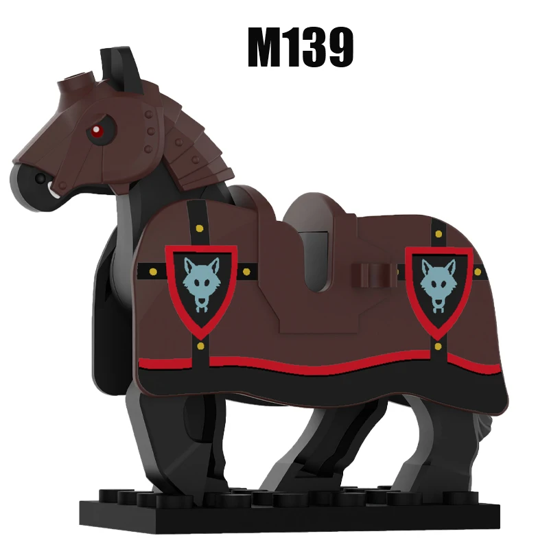 Mittelalterliche Militärburg Kriegspferd Bausteine Grüner Drache Wald Wolf Fledermaus Löwe Ritter Kriegskrieger Zubehör Ziegel Spielzeug