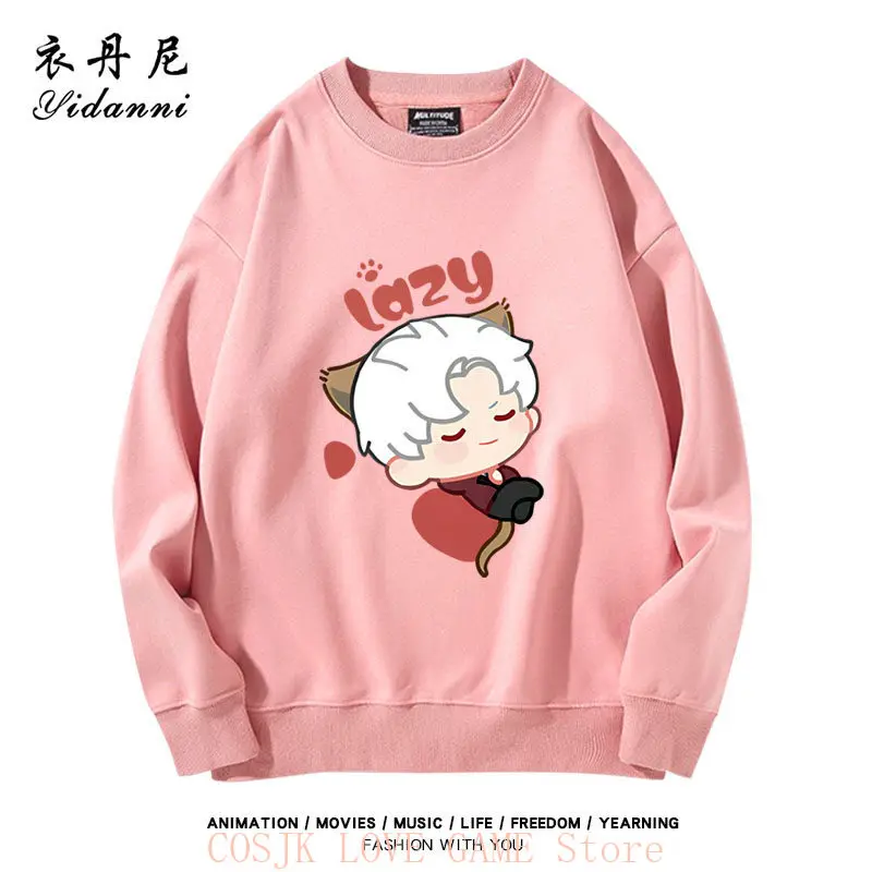 

Anime Love and Deepspace Cartoon Q Version Sylus Xavier Caleb Cat Cosplay Round Neck Sweatshirt Men Women Autumn Coat Loose Tops