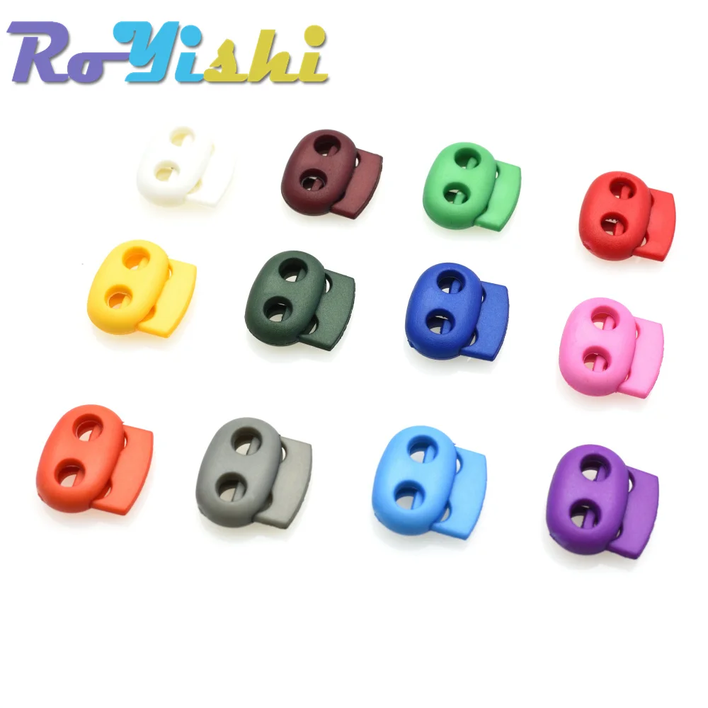 12 Pcs/Pack Mixed Colorful 5mm Hole Plastic Stopper Cord Lock Bean Toggle Clip Apparel Shoelace Sportswear Accessorie