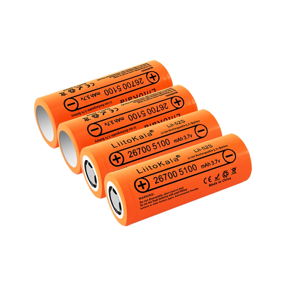 1 قطعة LiitoKala Lii-52S 26700 5100mAh قدرة عالية 3.7 فولت بطارية ليثيوم لمصباح يدوي قوة البنك بطاريات ليثيوم أيون قابلة للشحن