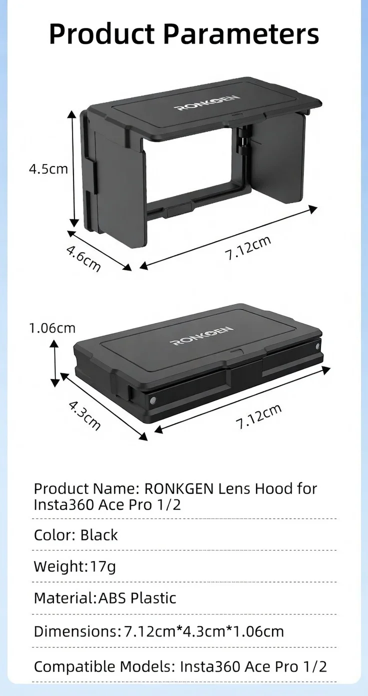 RONKOEN Für Insta360 Ace Pro 2/Pro SR-ARC-1 Magnetische Sonnenblende Faltbarer Blendschutz Bildschirmabdeckung Snap-On Sportkamera-Zubehör – Detail 13