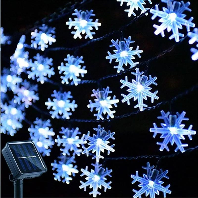

Outdoor Snowflake Solar Light String 12M/7M/5M Garland Light Garden Christmas Wedding Party House Eave Inner Court Decoration