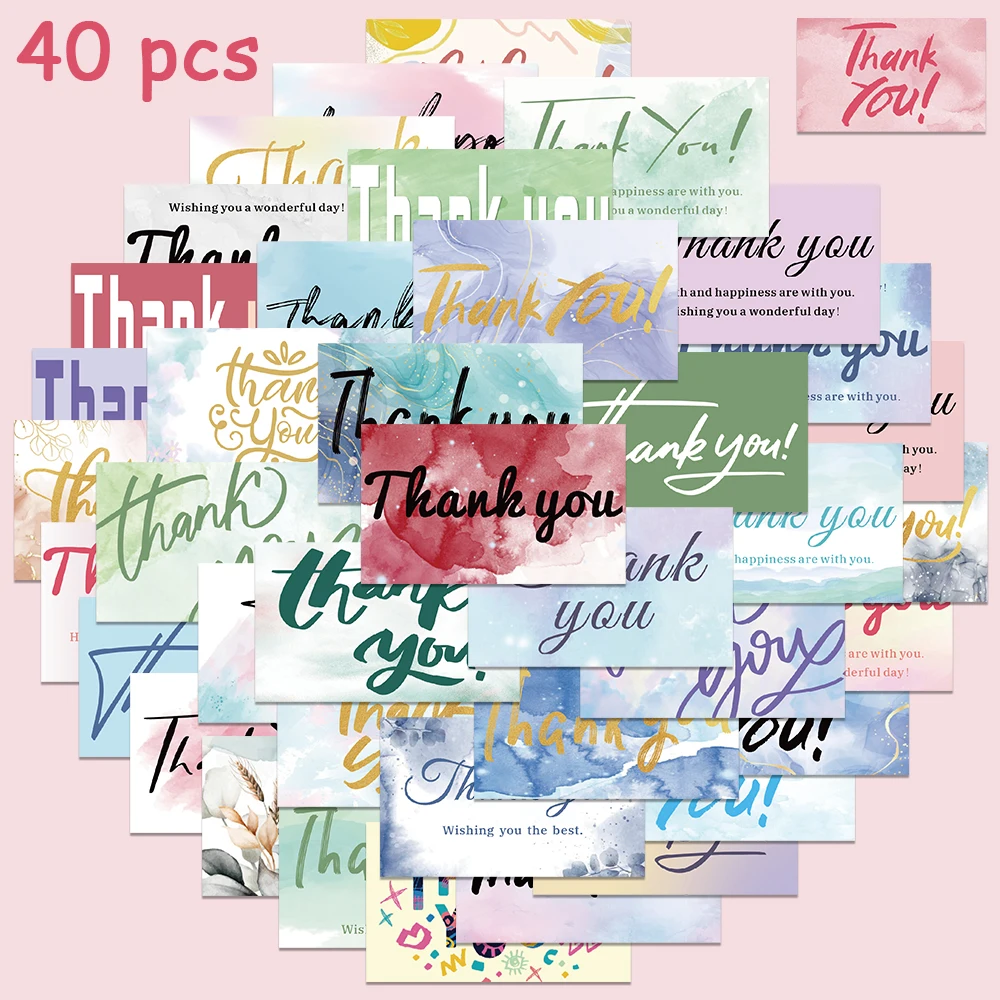 

40pcs Thank You Sealing Stickers Aesthetic Graffiti Decals For Laptop Luggage Skateboard Notebook Phone Cars Waterproof Stickers