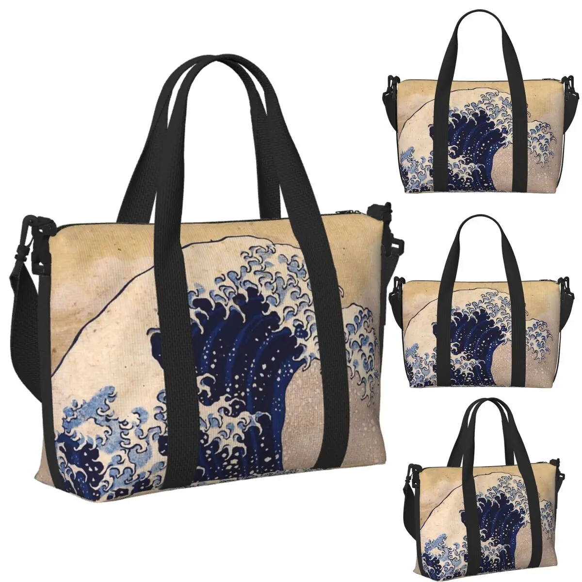

Пользовательские The Great Wave Off Kanagawa от Katsushika Hokusai Пляжная дорожная сумка-тоут для спортзала Женская дорожная сумка для покупок