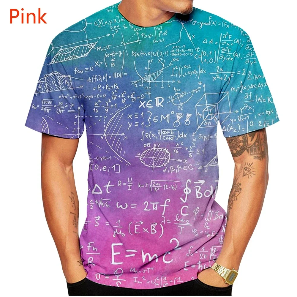 Men's Short Sleeve Graphic T-shirt, Men's Clothing, Plus Size, Casual Fashion, Math, Math Formula Shirt, New, 3D Printed