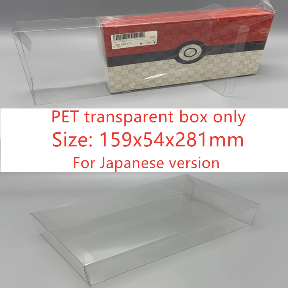 Caja de almacenamiento transparente a prueba de polvo para Pokémon, Poké Ball, tarjeta de lata, funda protectora de plástico para PTCG PET, protector transparente