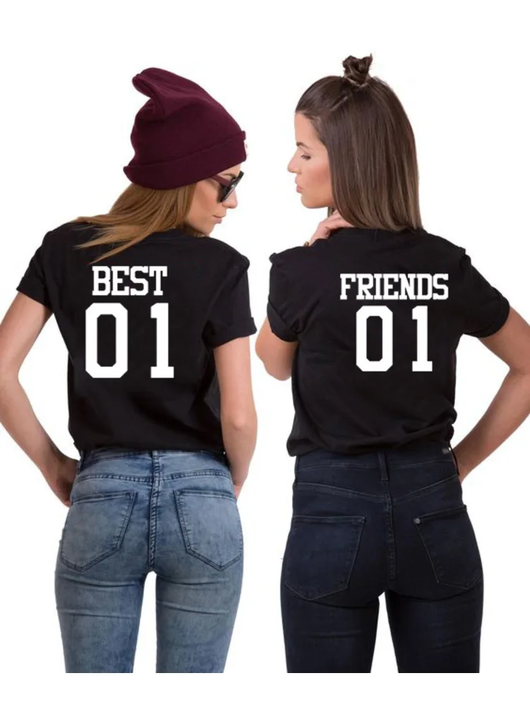 

Best 01 Friend 01 Matching Best Friends T-Shirts BFF Tee Summer Short Sleeve Girlfriends Shirts Besties Tshirts BFF Tops Clothes