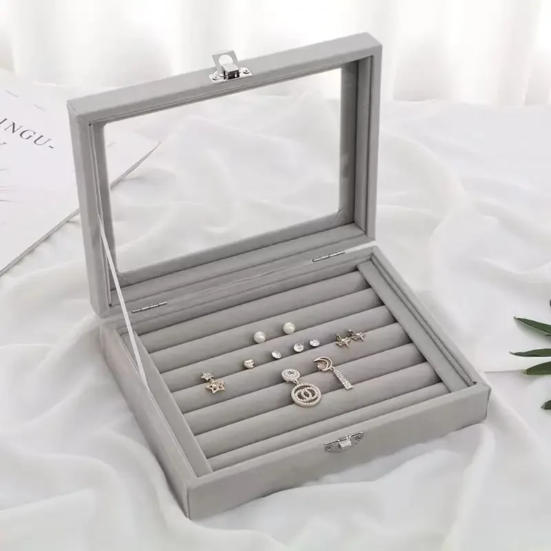 

1pc wholesale jewelry storage box home jewelry display box with collar covered ring jewelry organizer