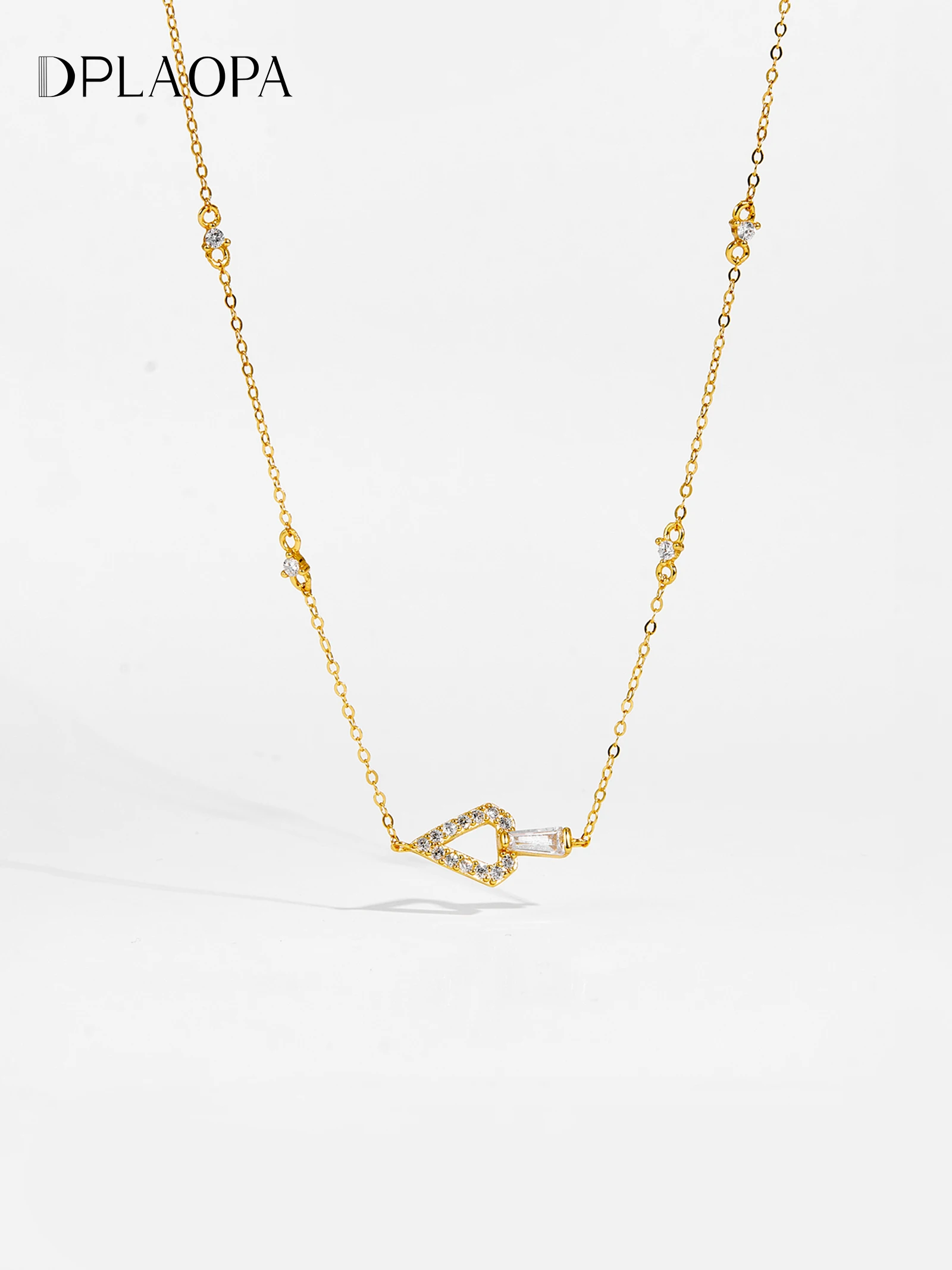 

DPLAOPA стерлингового серебра 925 пробы CZ циркон геометрический кулон ожерелье длинная цепочка 2025 женские роскошные ювелирные изделия на годовщину подарок