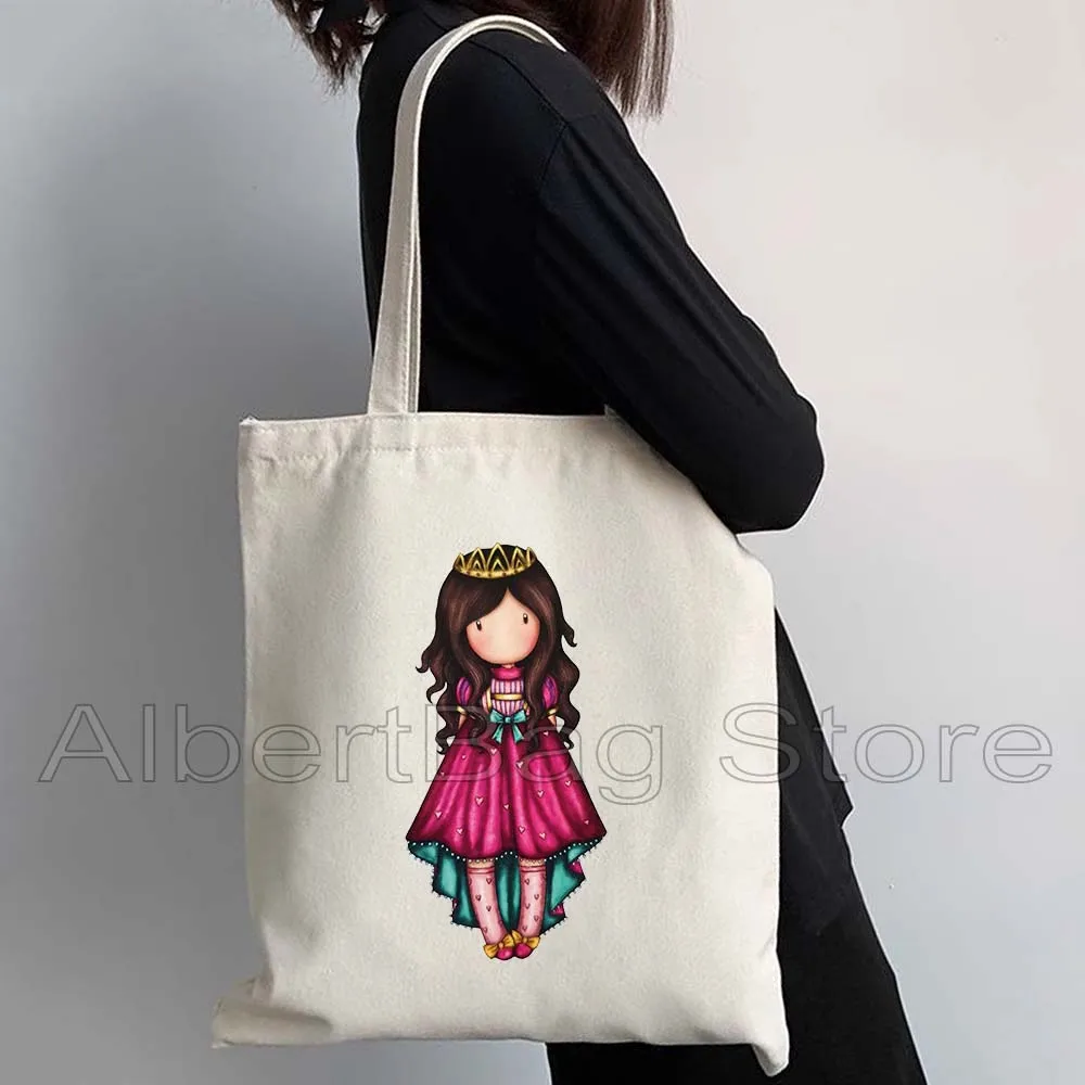 Lovely Cartoon Girl Santoro Books Lover Gorjuss Little Girl Doll Cute Gifts Women Totes Shopping Bag Shoulder Storage Handbag