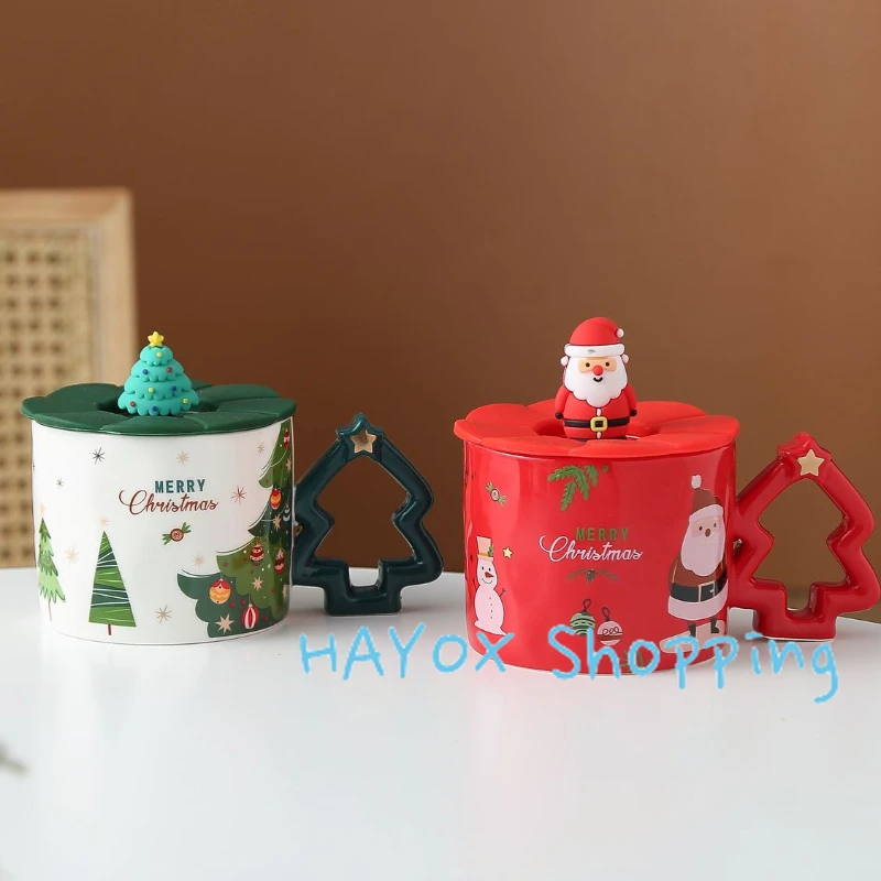 Christmas Mug Hand-painted Gingerbread Man Ceramic Mugs Coffee Cup Breakfast Milk Cups Christmas Decoration Gift 400ml Drink Cup