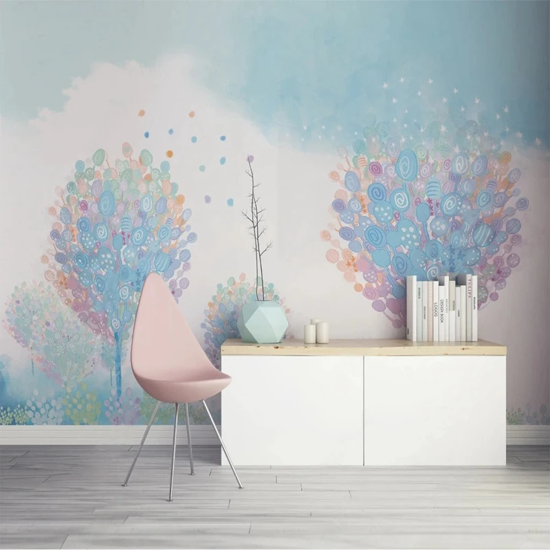 

Custom 3D Photo Mural Creative Romantic Blue Dream Tree Forest Wallpaper for Bedroom Living Room TV Sofa Background Wall Paper