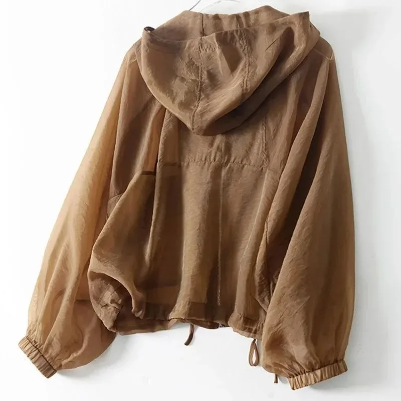 Thin Sunscreen Clothing Anti UV Loose Summer Long Sleeved Jacket Waterproof Quick Dry Women's Coat Outdoor Sports 2025